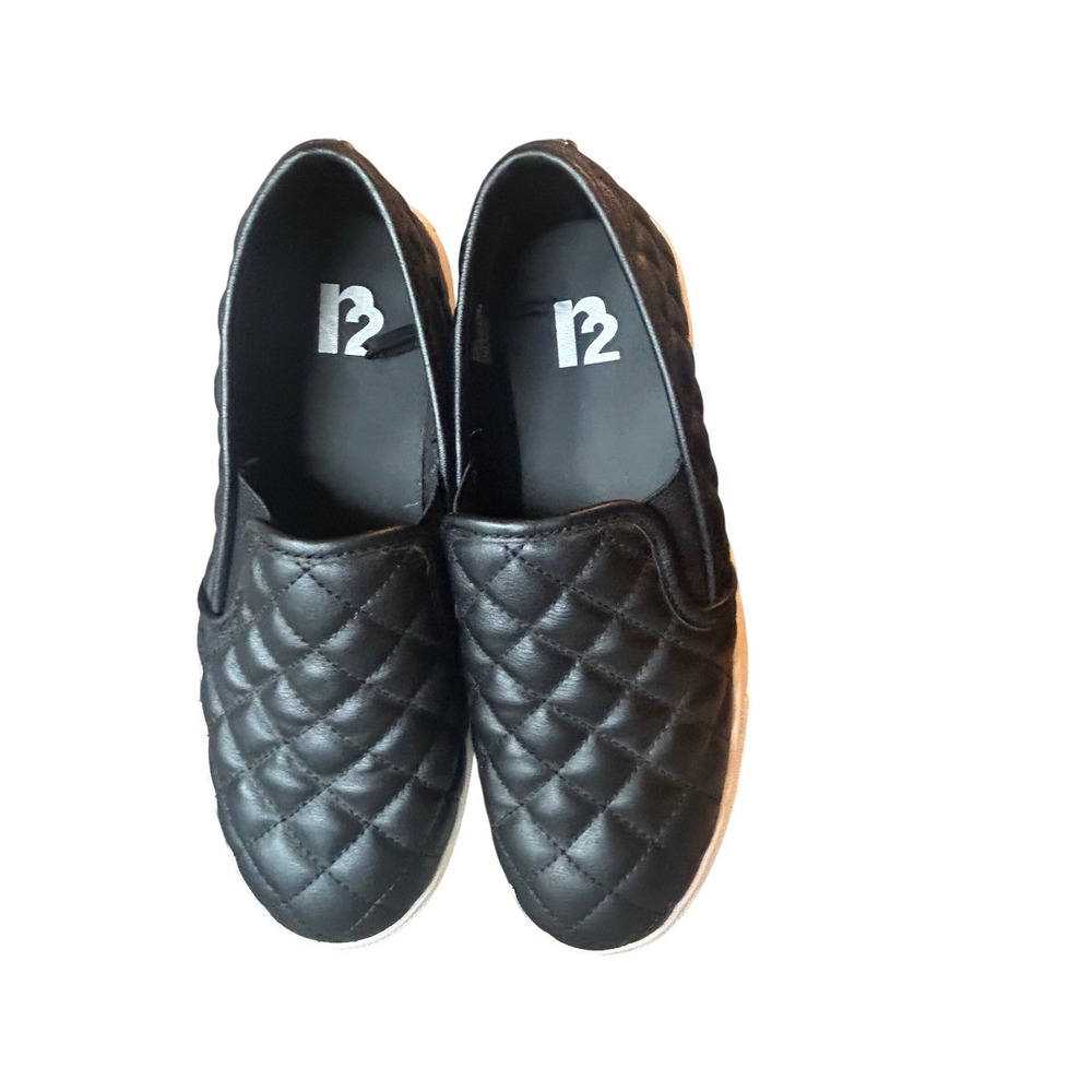R2 Quilted Black Slip On Sneakers Womens Size 7 Casual‎ Comfort